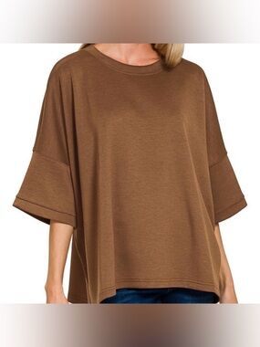 NWOT Zenana Scuba Round Neck Top Size S/M